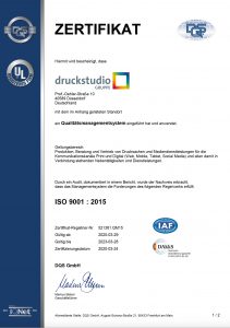 Zertifizierung nach DIN ISO 9001 (Qualitäts- und Umweltmanagementsystem)